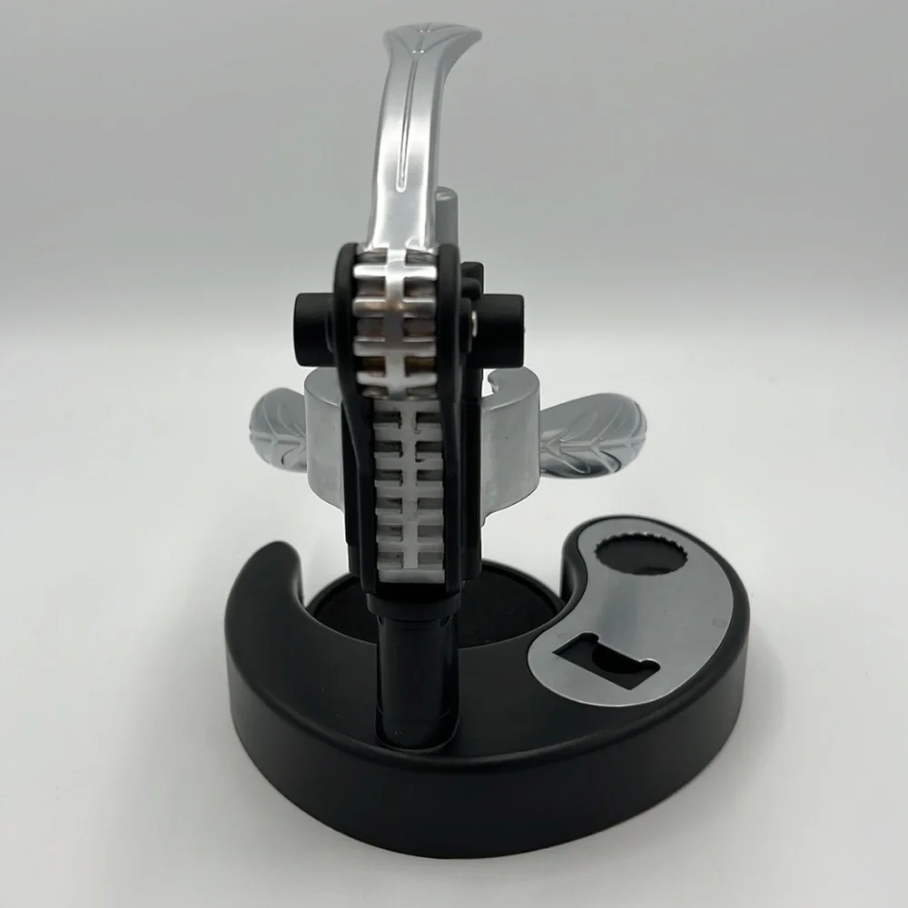 WINE BOTTLE CORKSCREW OPENER WITH STAND BLACK & SILVER